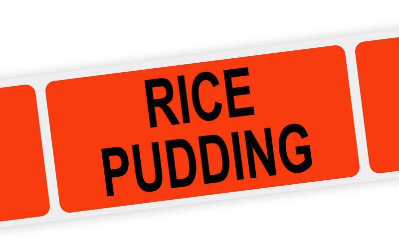 rice pudding label